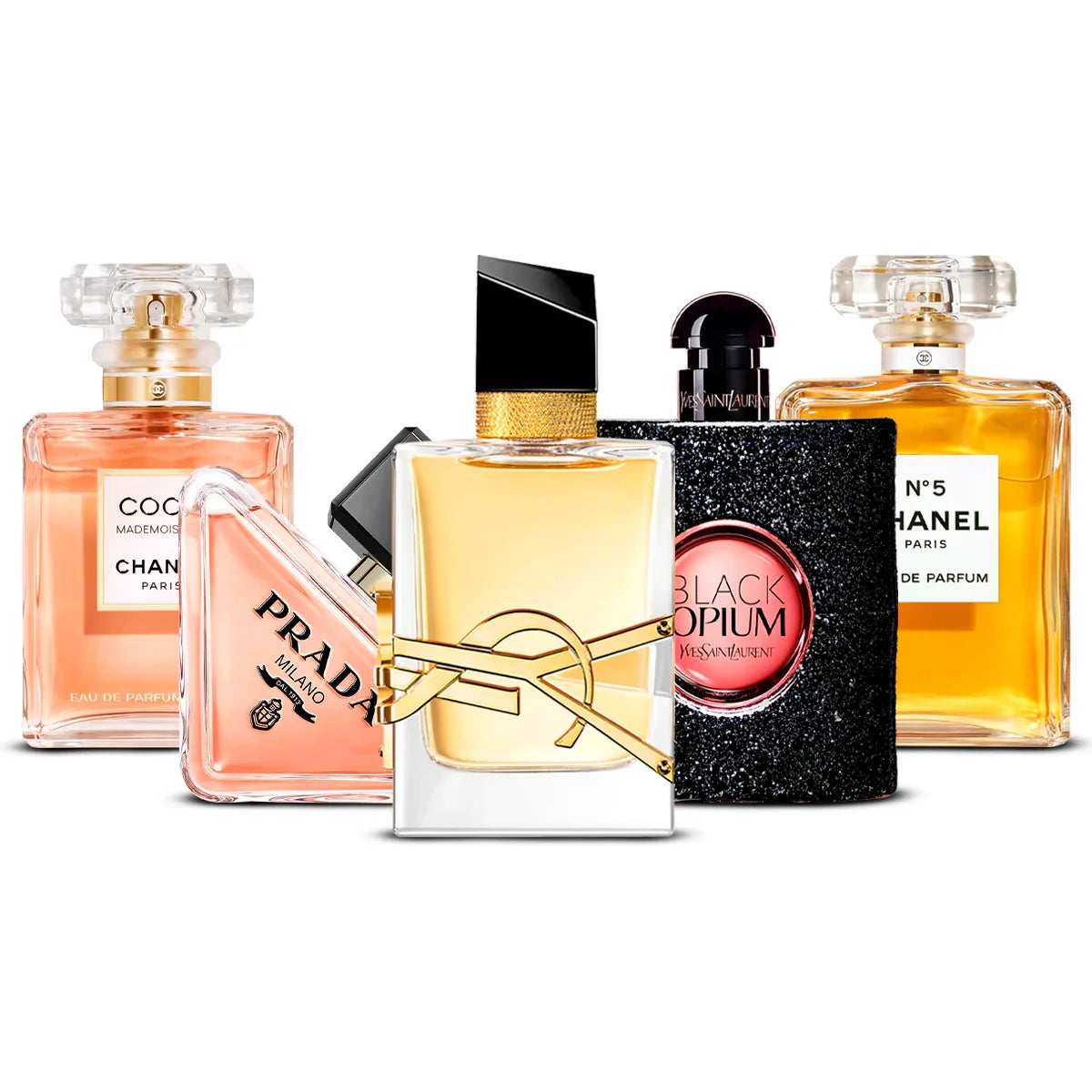 Set di 5 profumi | Coco Mademoiselle + Paradoxe + Libre + Black Opium + Chanel N°5